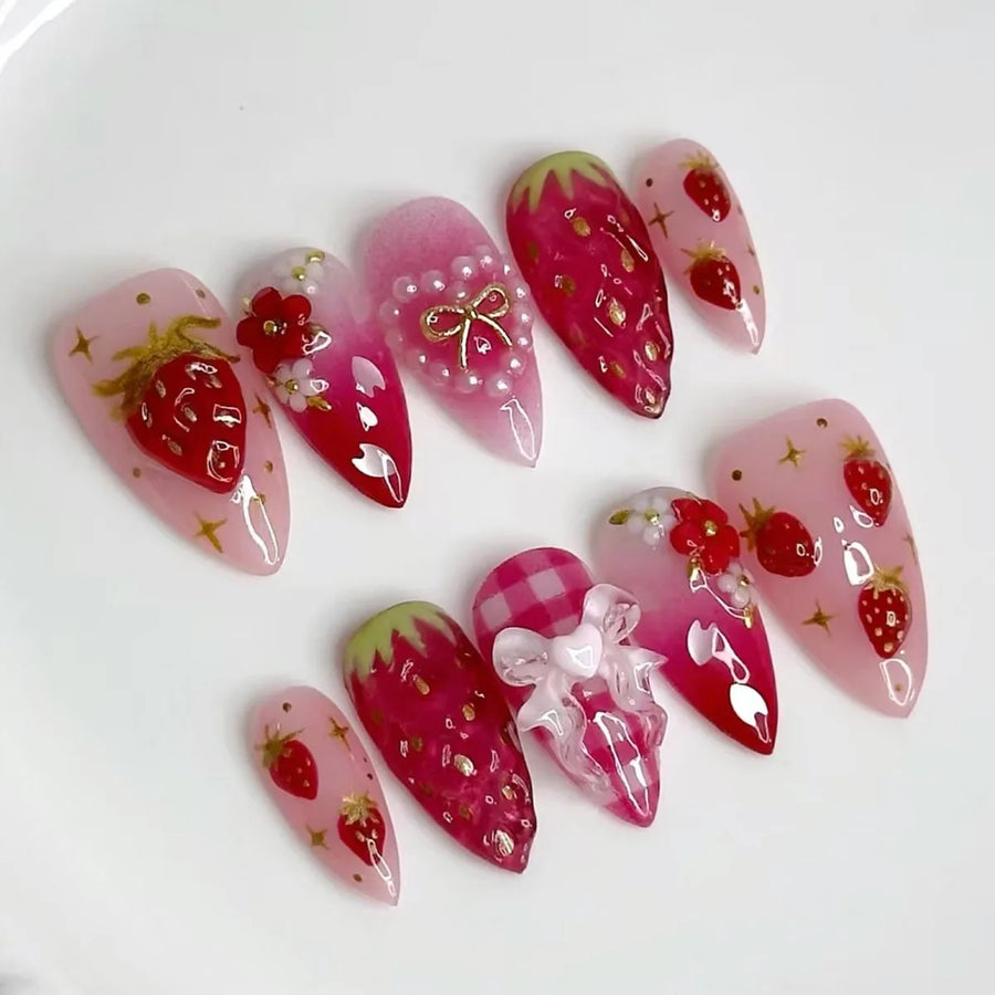Pearl Starlight Floral Press-On Nails, 24-Piece Set