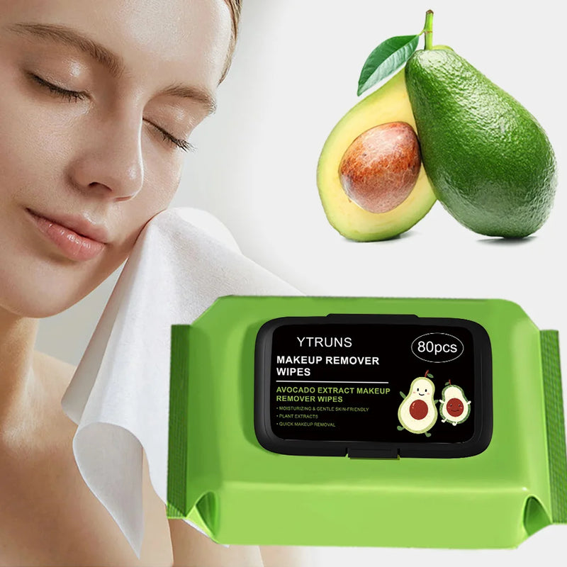 Avocado-Scented Makeup Removing Wipes, 80 Pieces