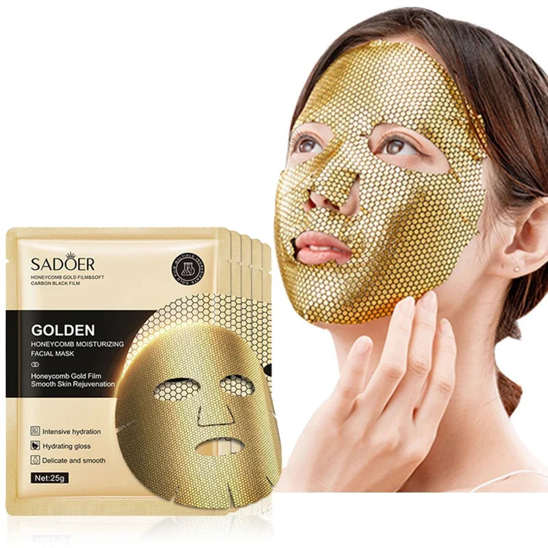 SADOER 24K Gold Facial Mask Sheets, 20 Pieces
