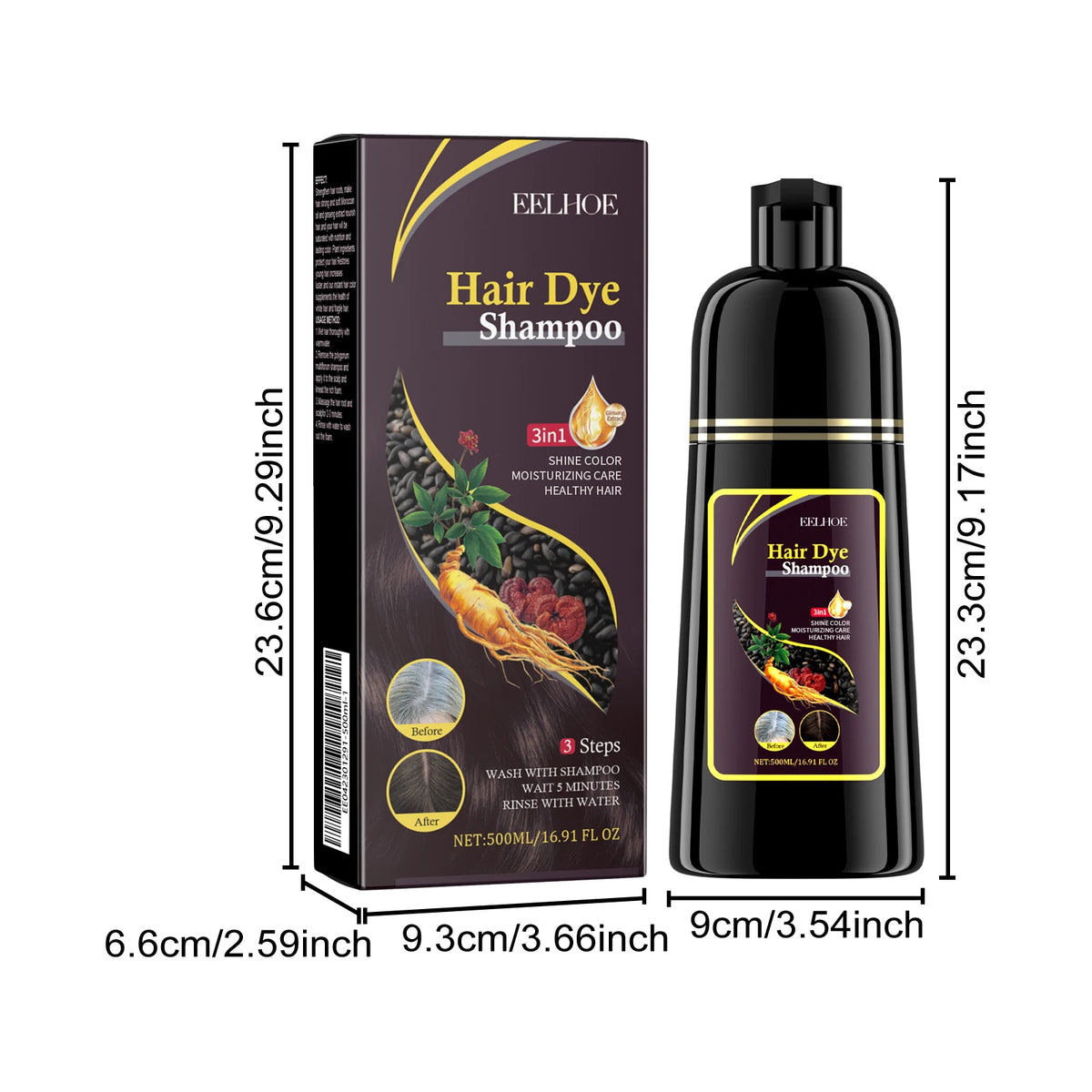 EELHOE Hair Dyeing Shampoo, 500ml