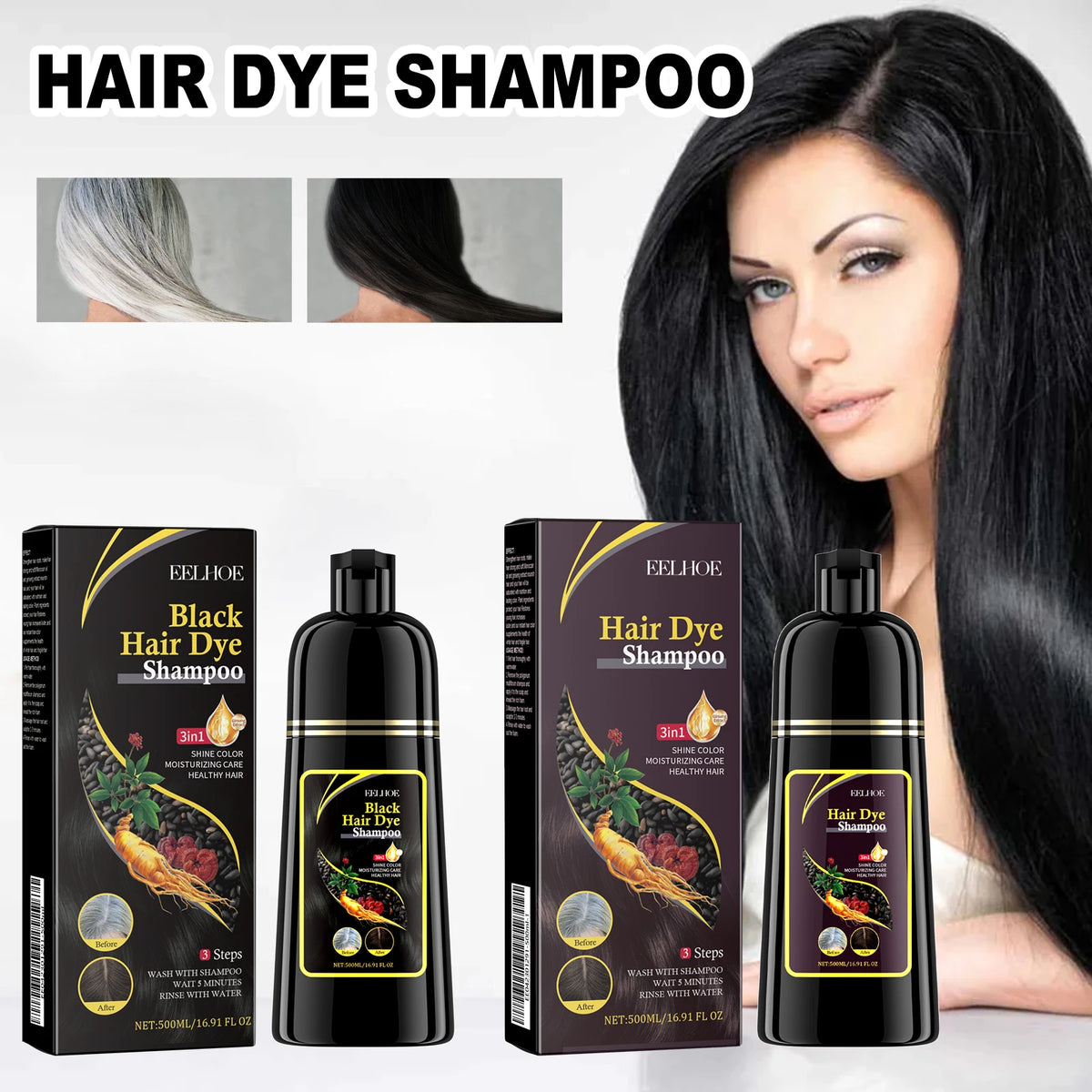 EELHOE Hair Dyeing Shampoo, 500ml