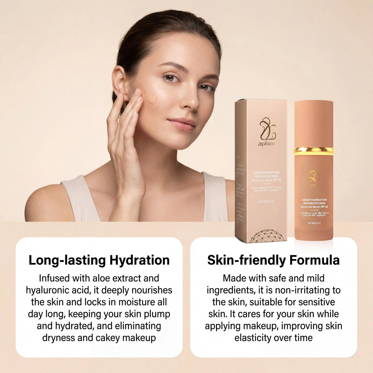 Zephoco Color-Changing Liquid Foundation SPF 50+