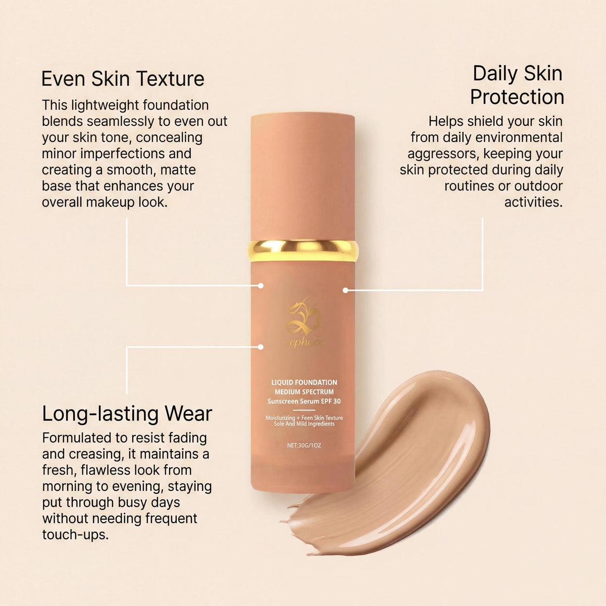 Zephoco Color-Changing Liquid Foundation SPF 50+