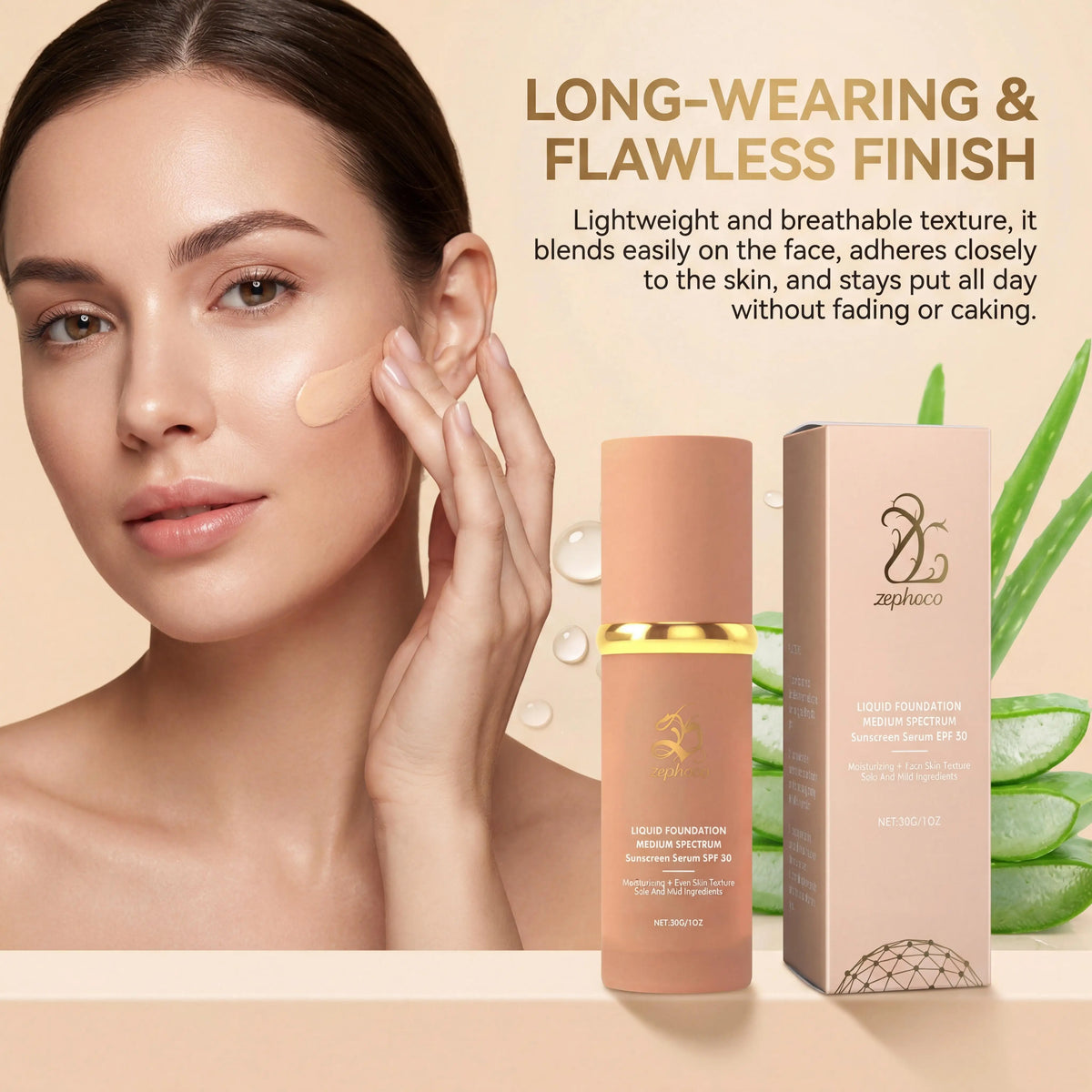 Zephoco Color-Changing Liquid Foundation SPF 50+