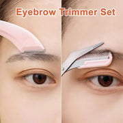 Eyebrow Trimmer Set with Curved Razor, Scissors and Comb