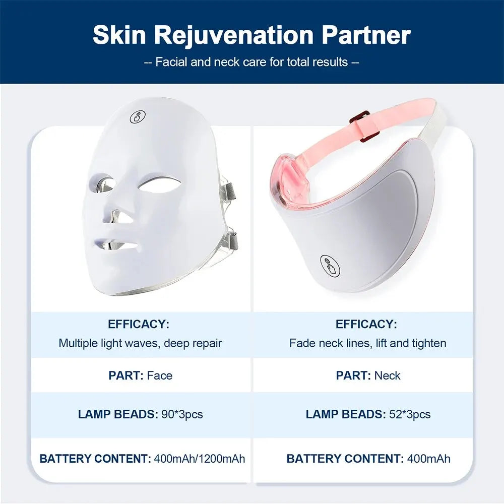 Foreverlily 7-Color LED Face and Neck Mask