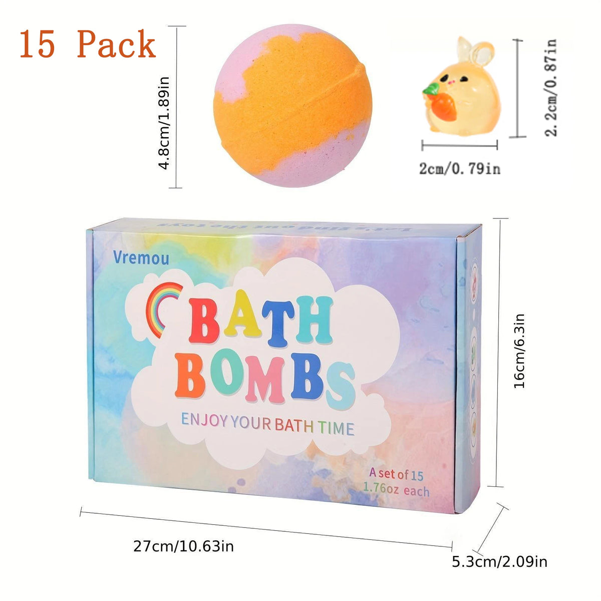 Kids Surprise Bath Bombs, 15 or 24 Pack
