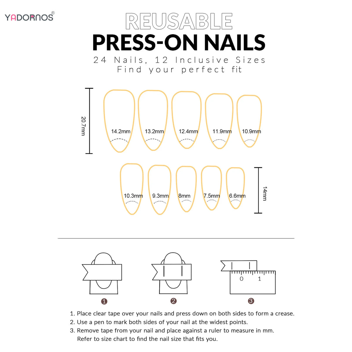 Romantic Y2K Star Press-On Nails, 24-Piece Almond Set