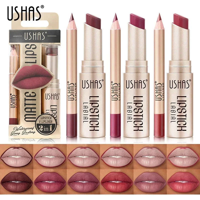 SAKSRAAR 2-in-1 Matte Lipstick and Lip Liner Set