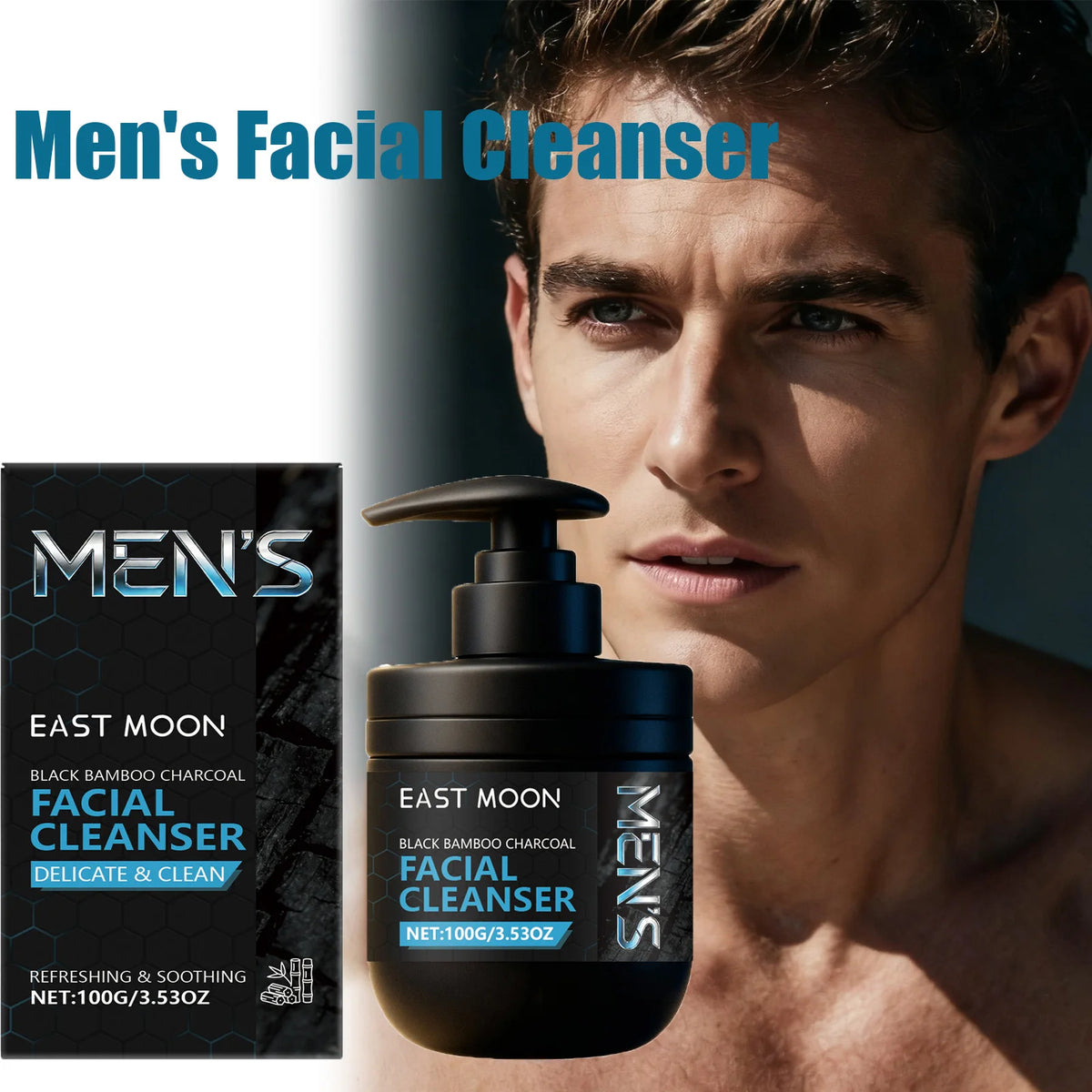 East Moon Charcoal Men's Facial Cleanser, 100 g