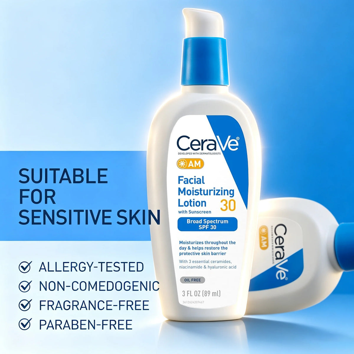 CeraVe AM Facial Moisturizing Lotion with SPF 30, 3 fl oz