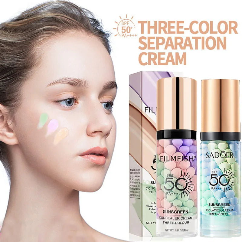 Tri-Color Makeup Primer Cream, 40g