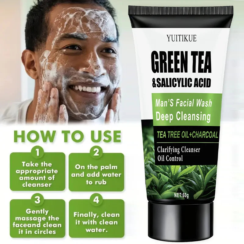 WaterIceLevin Green Tea and Salicylic Acid Men's Facial Cleanser, 60 g