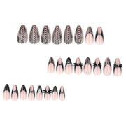 Black Bat Press-On Nails, 24-Piece Almond Set