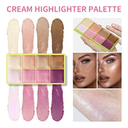 8-Color Cream Makeup Palette, Highlighter and Blush