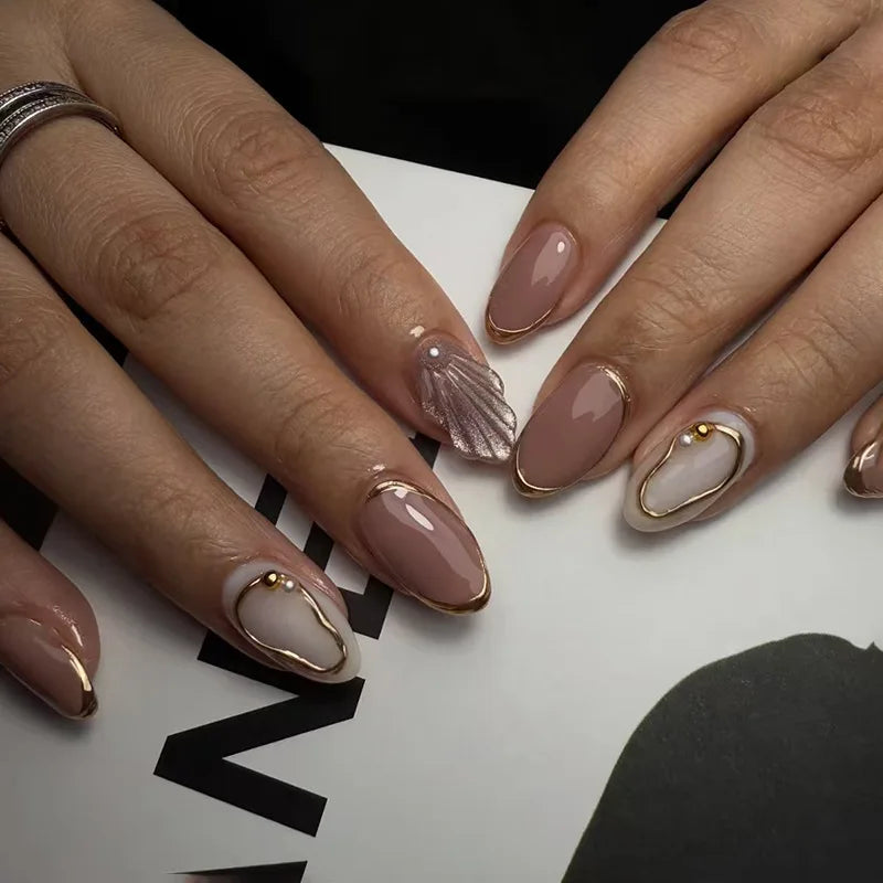 Metallic Cat Eye French Press-On Nails, 24-Piece Set