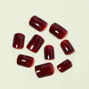 Wine Red Square Press-On Nails, 24-Piece Set