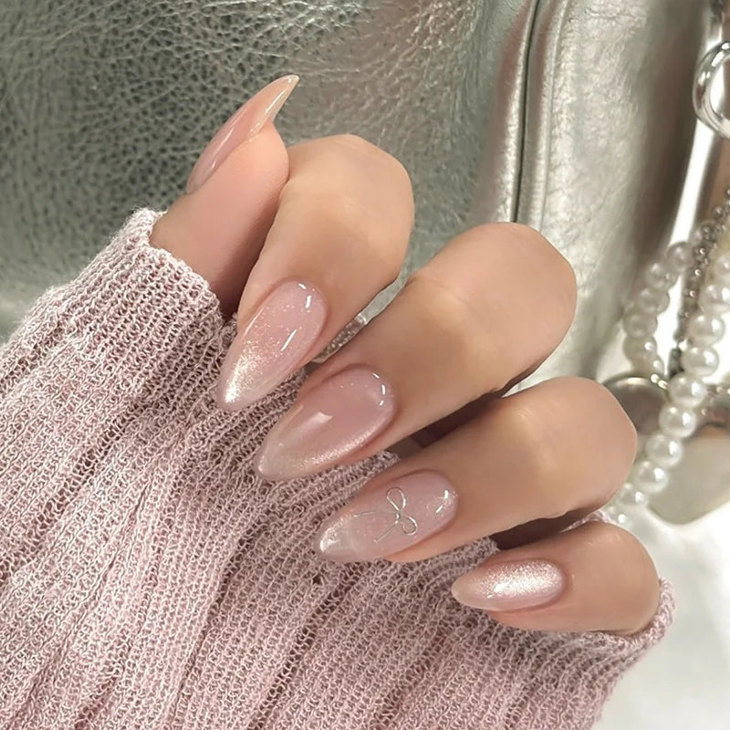 Romantic Y2K Star Press-On Nails, 24-Piece Almond Set