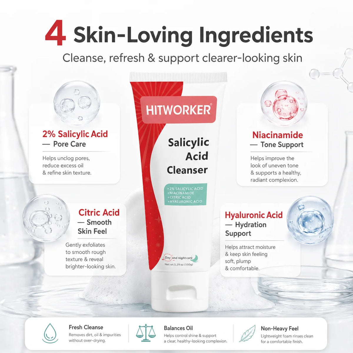Salicylic Acid Foaming Facial Cleanser, 150 g