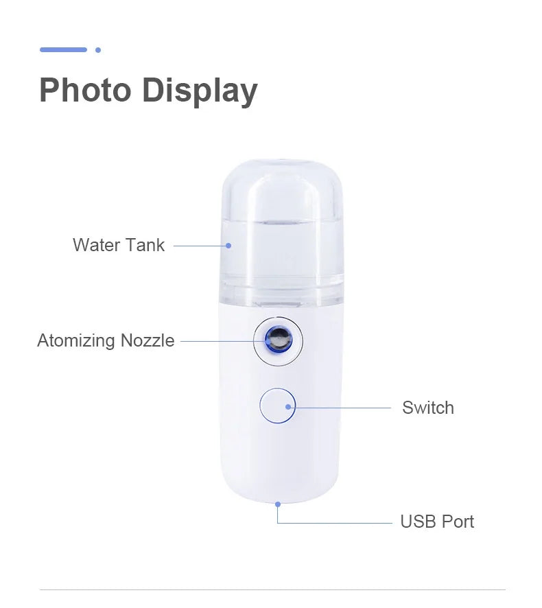 Portable Nano Facial Mister, USB Rechargeable