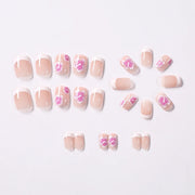 Pink Floral French Press-On Nails, 24-Piece Set