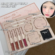 Makeup Gift Box Set with Lipstick, Powder, Blush and Necklace