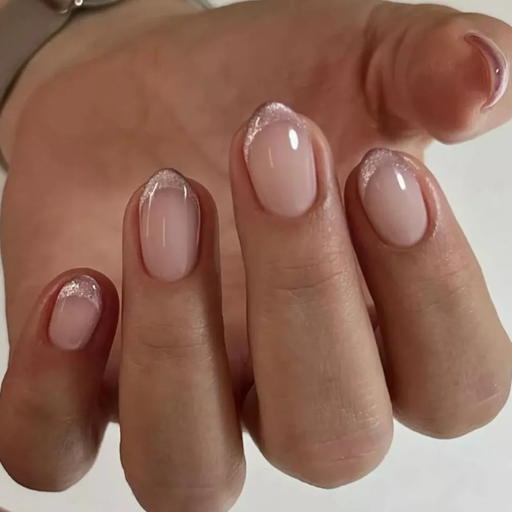 Metallic Cat Eye French Press-On Nails, 24-Piece Set