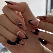 French Tip Orchid Press-On Nails, 24-Piece Leopard Set