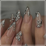Metallic Cat Eye French Press-On Nails, 24-Piece Set