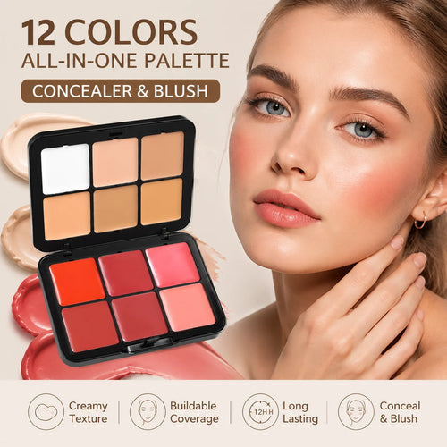 12-Color Concealer, Blush and Contour Palette