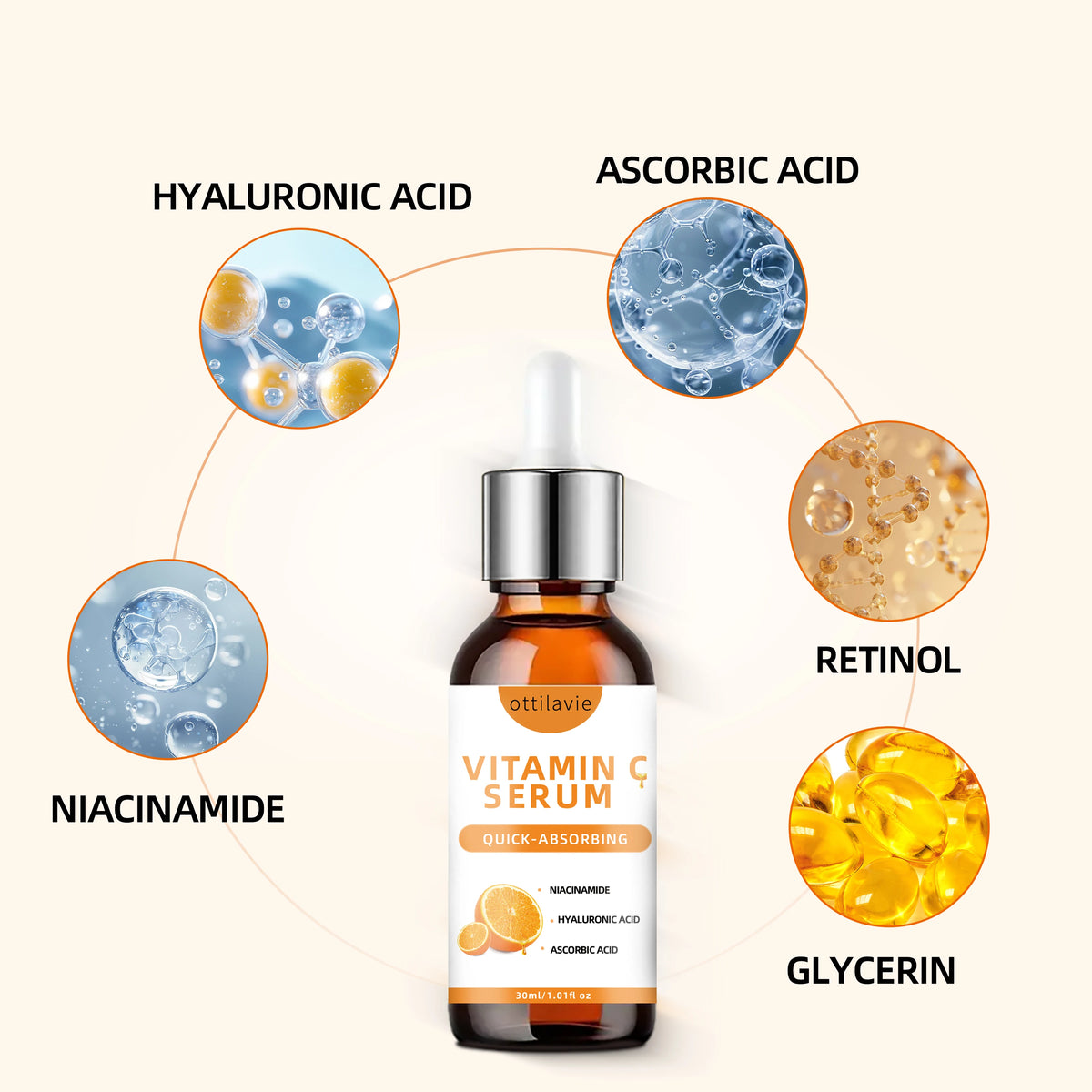 Ottilavie Vitamin C Serum with Hyaluronic Acid