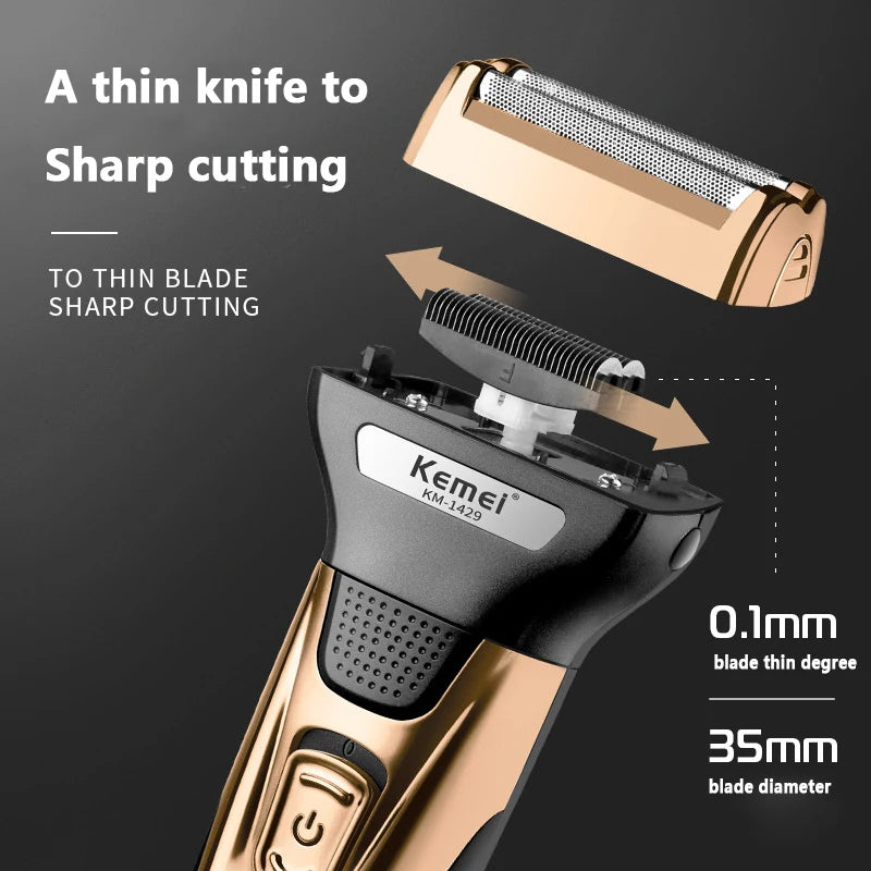 Kemei KM-1429 3-in-1 Electric Shaver and Hair Trimmer
