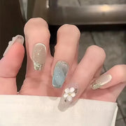 Romantic Y2K Star Press-On Nails, 24-Piece Almond Set