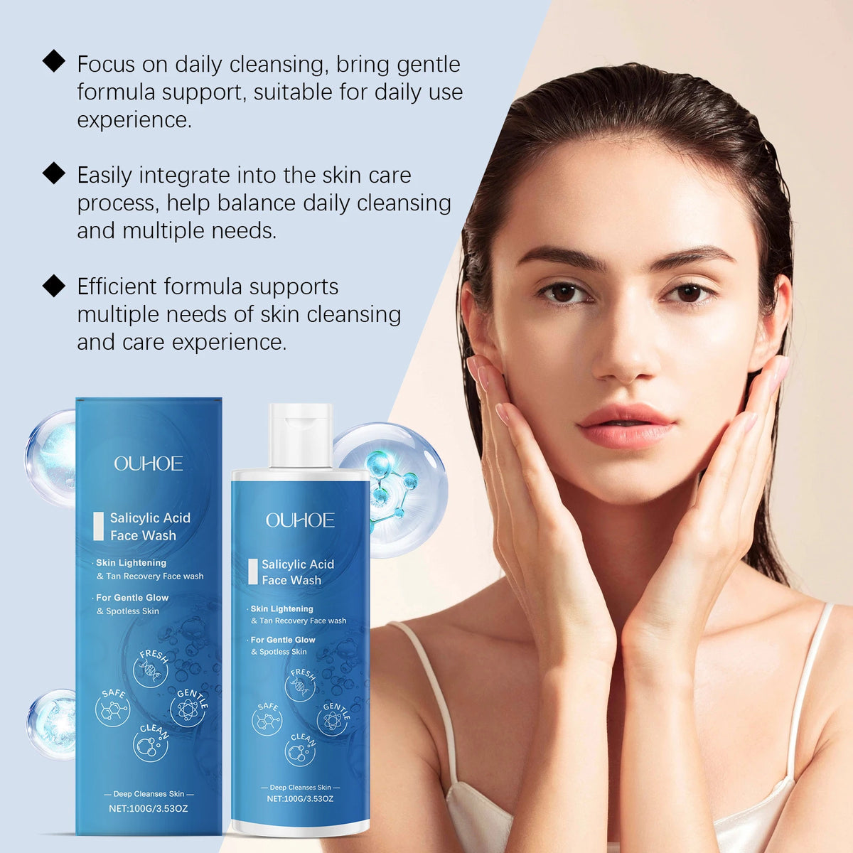 OUHOE Salicylic Acid Facial Cleanser, 100 g