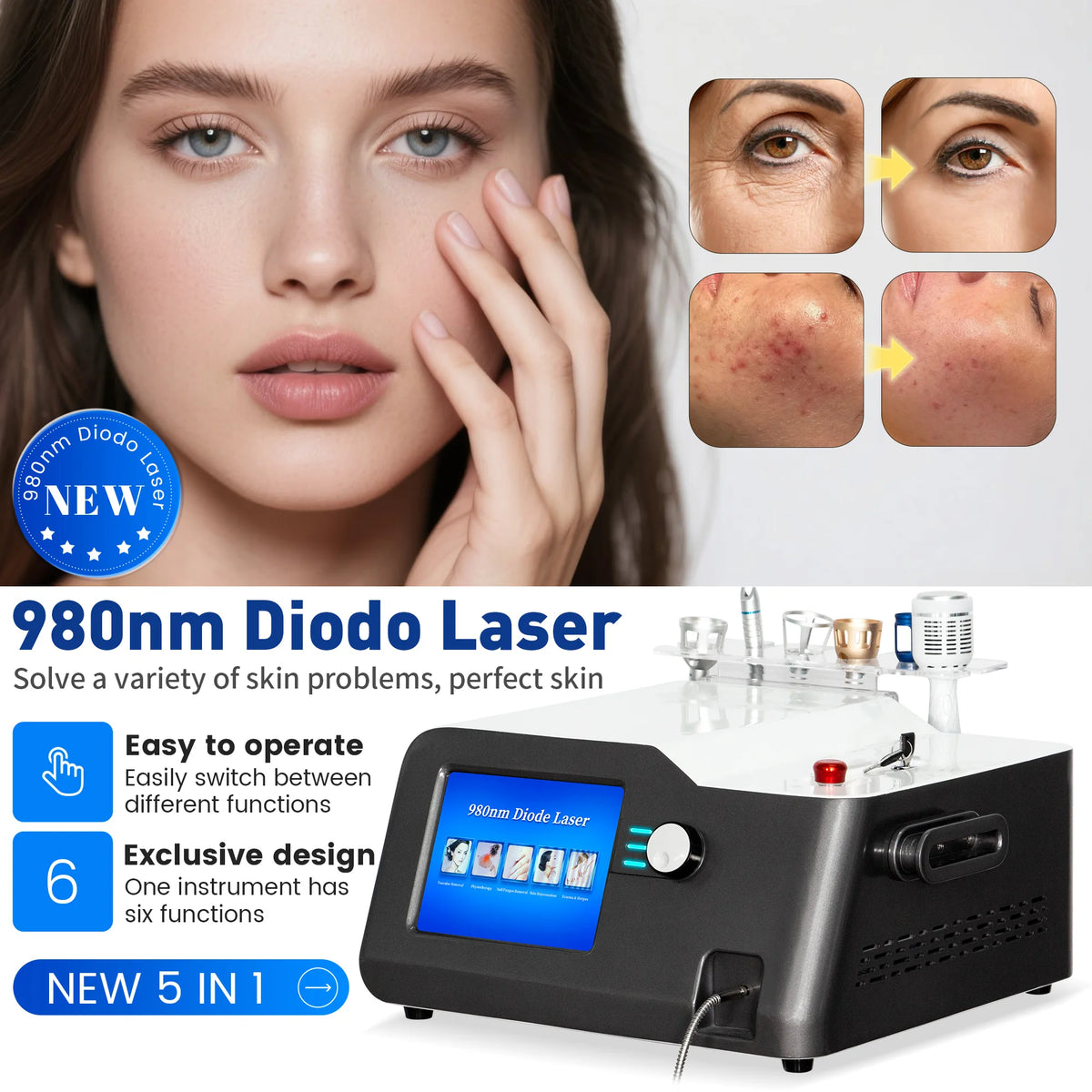 980nm 5-in-1 Diode Laser Beauty Machine