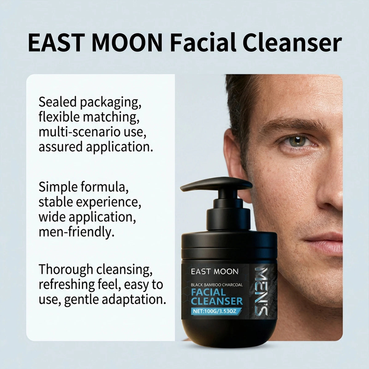East Moon Charcoal Men's Facial Cleanser, 100 g