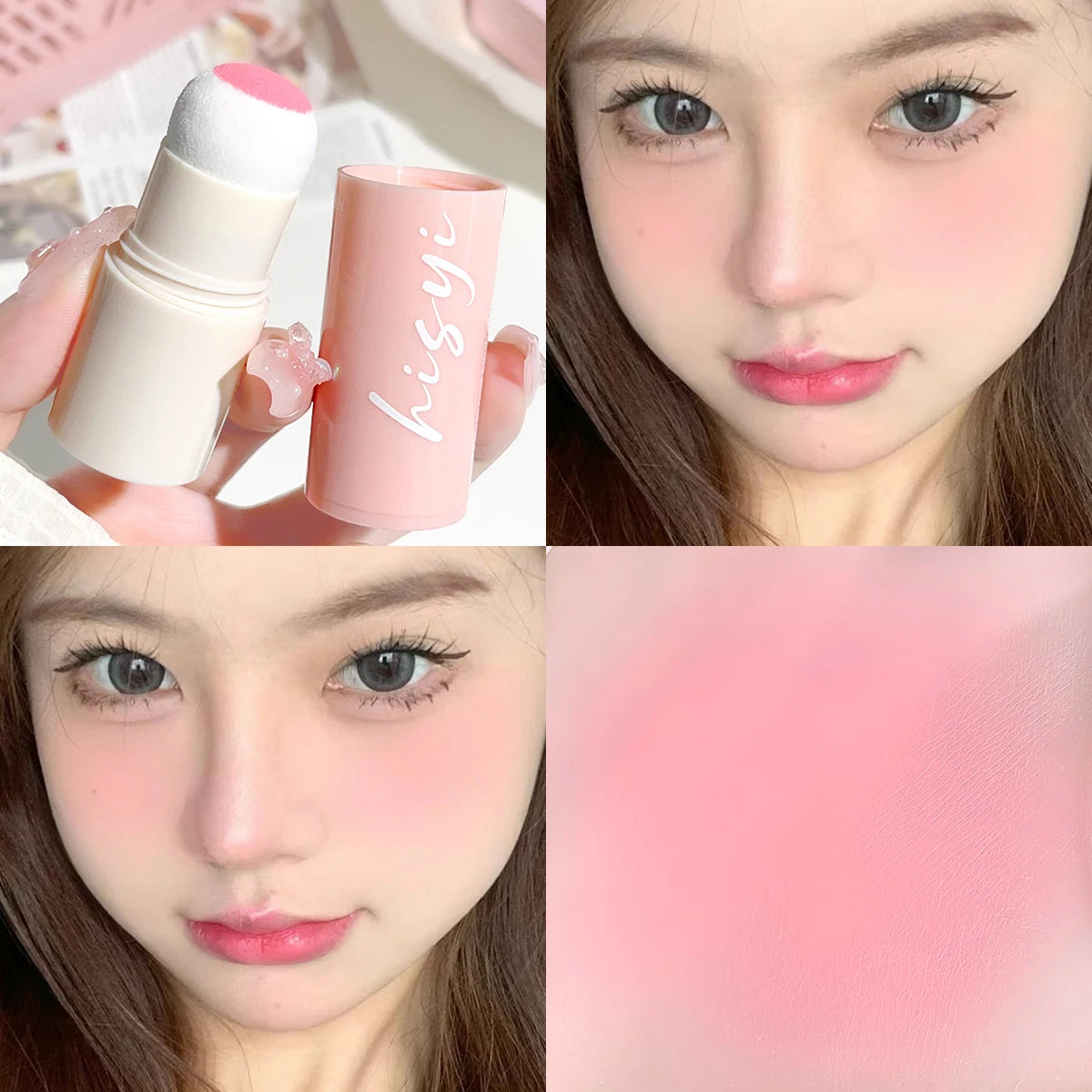 HISYI Soft Fog Blush Stick for Lips and Cheeks