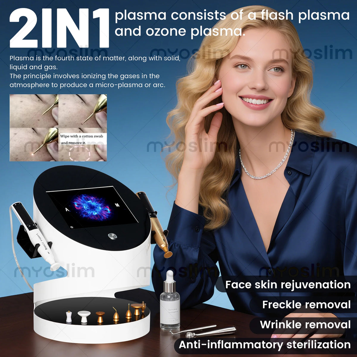 2-in-1 Ozone and Gold Plasma Facial Treatment Machine