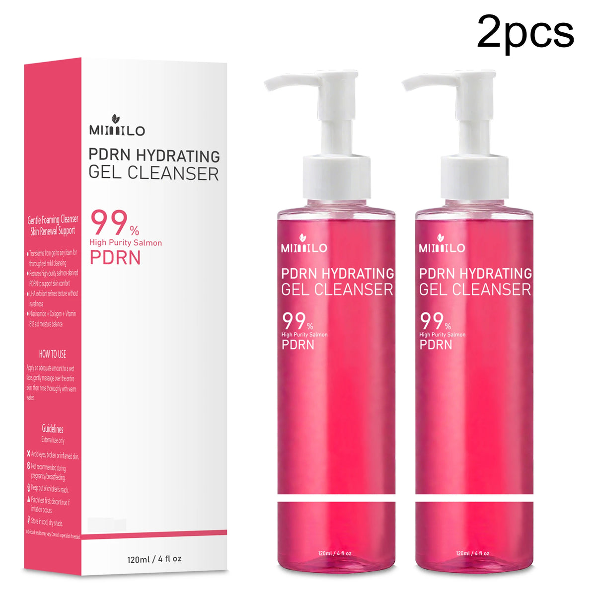 DNA PDRN Salmon Pink Cleansing Gel Duo, 120 ml + 100 ml