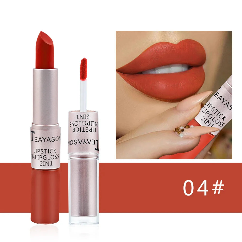Dual-Ended Velvet Matte Lipstick and Lip Gloss