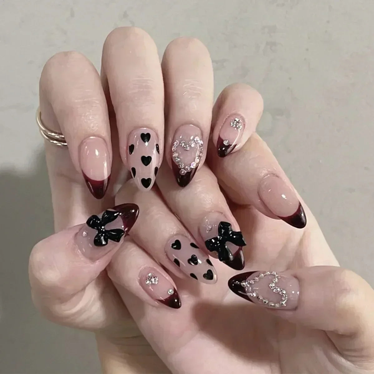 French Tip Orchid Press-On Nails, 24-Piece Leopard Set