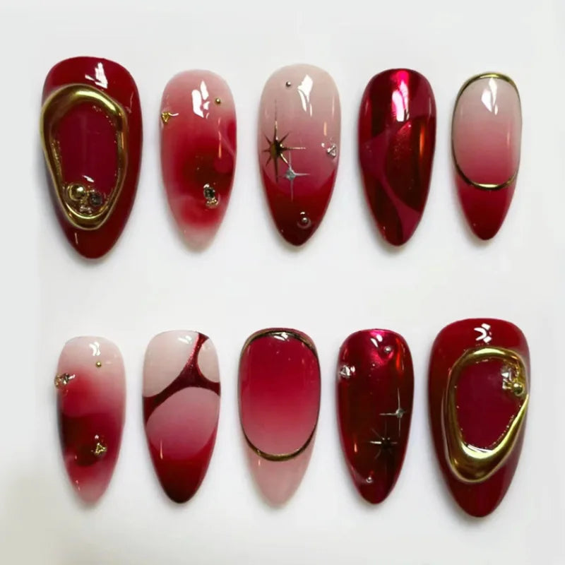 Romantic Y2K Star Press-On Nails, 24-Piece Almond Set