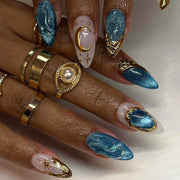 Romantic Y2K Star Press-On Nails, 24-Piece Almond Set