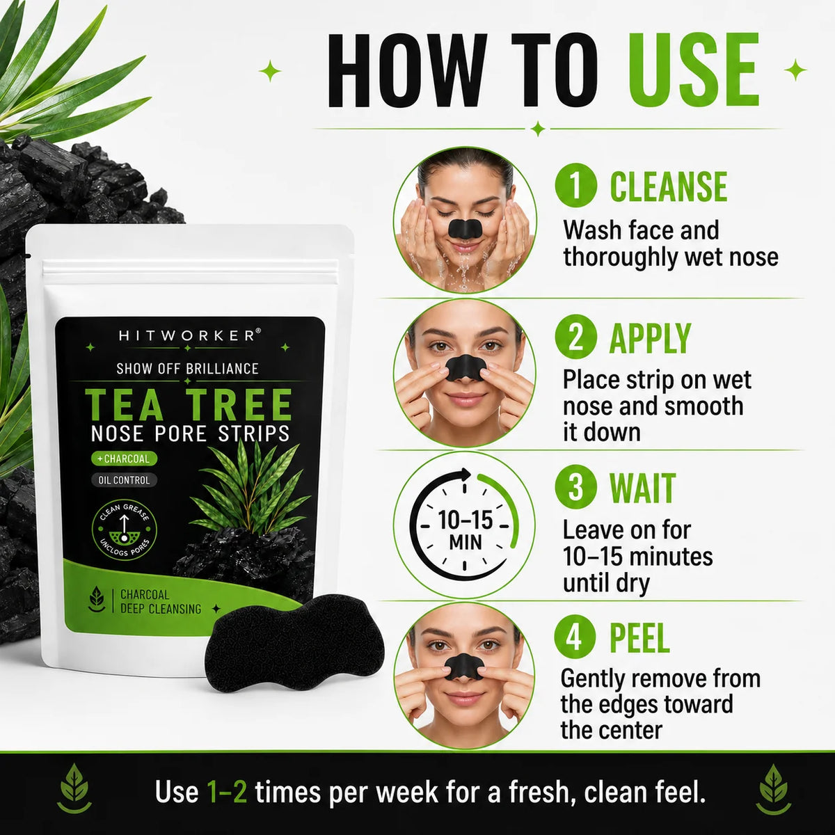 Tea Tree Charcoal Nose Pore Strips