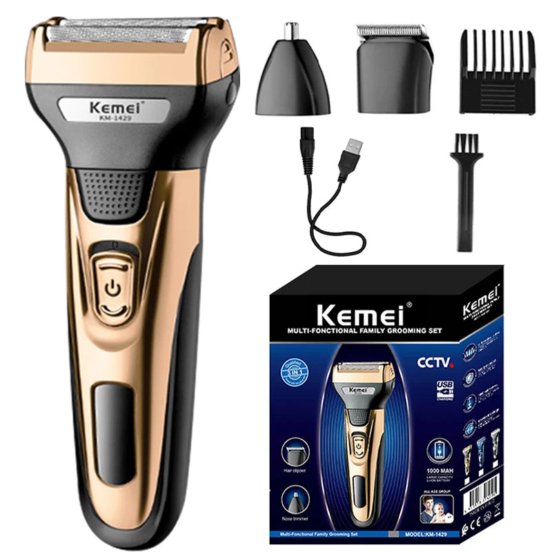 Kemei KM-1429 3-in-1 Electric Shaver and Hair Trimmer