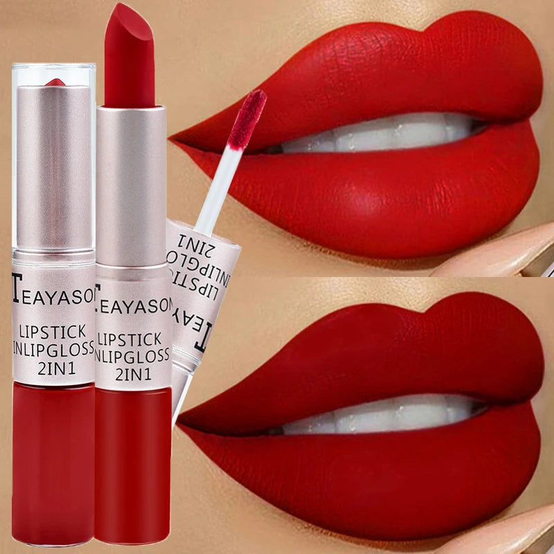 Dual-Ended Velvet Matte Lipstick and Lip Gloss