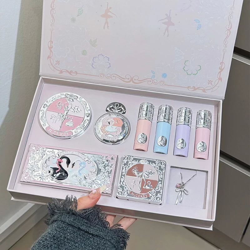 NICEKEY Pink Ballet Makeup Gift Set with Necklace