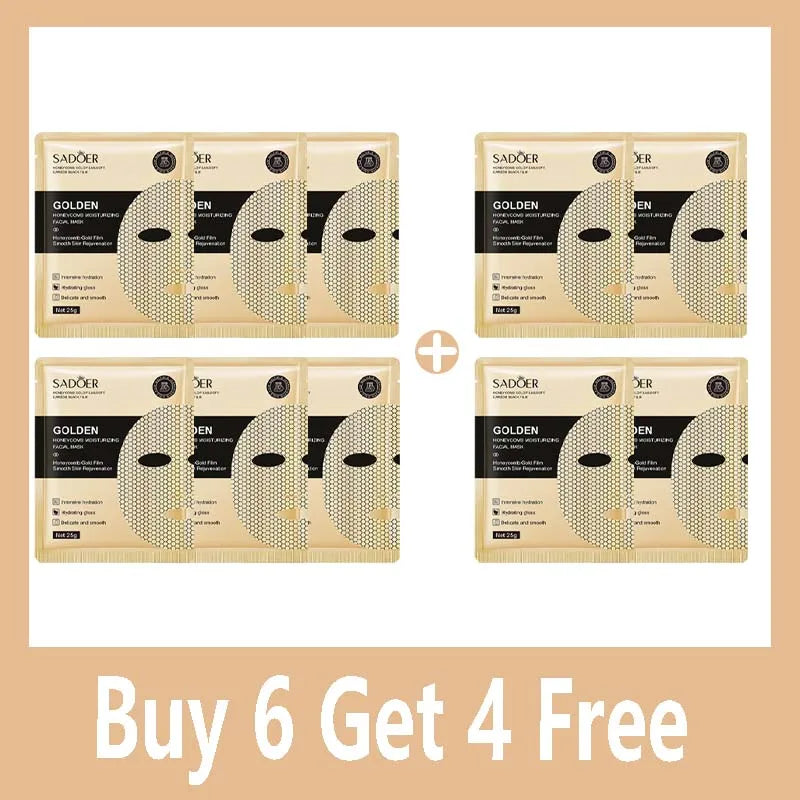 SADOER 24K Gold Facial Mask Sheets, 20 Pieces