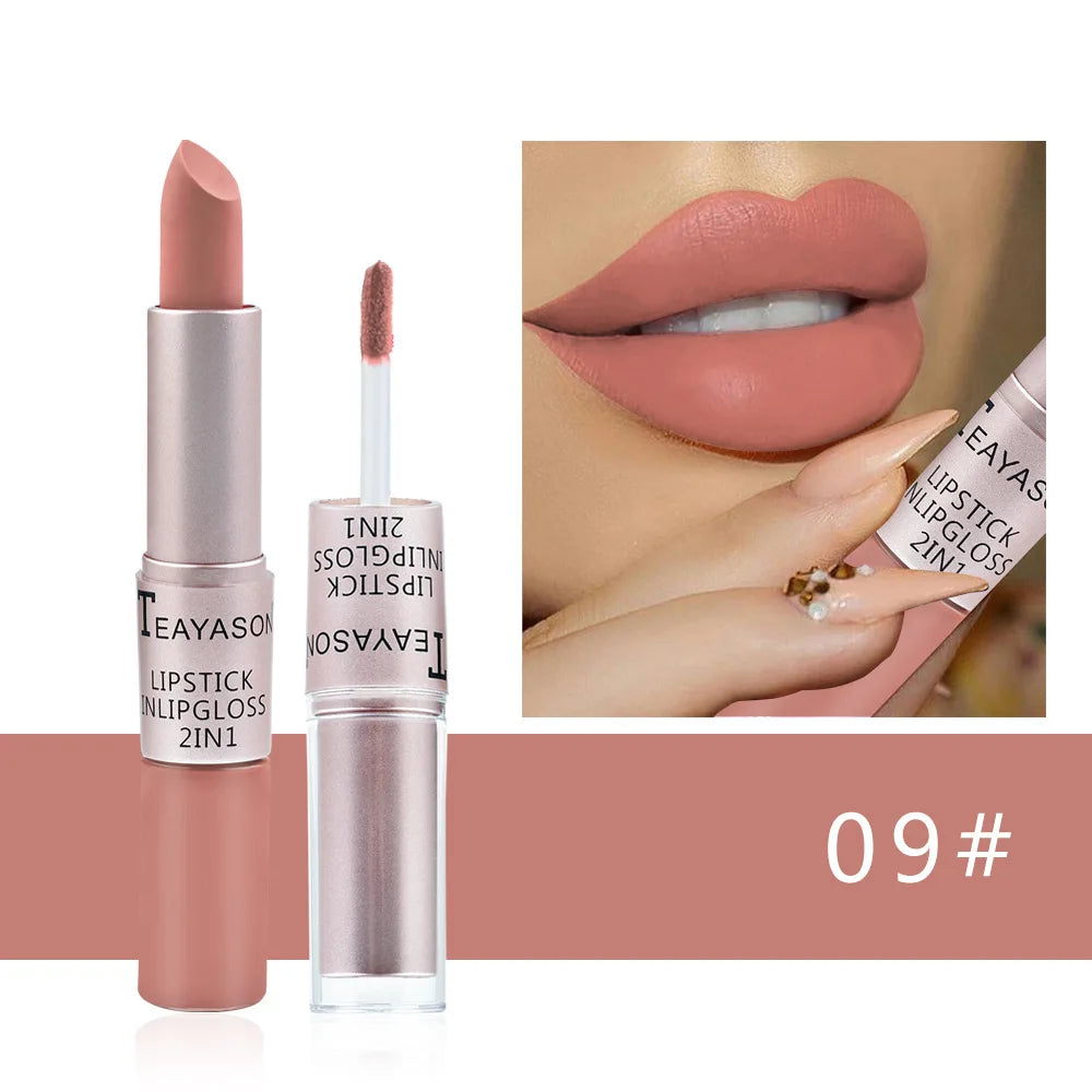 Dual-Ended Velvet Matte Lipstick and Lip Gloss