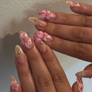 Pearl Starlight Floral Press-On Nails, 24-Piece Set